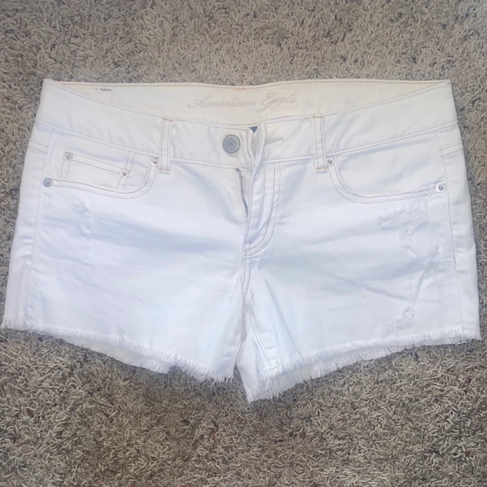 AE white cutoff shorts